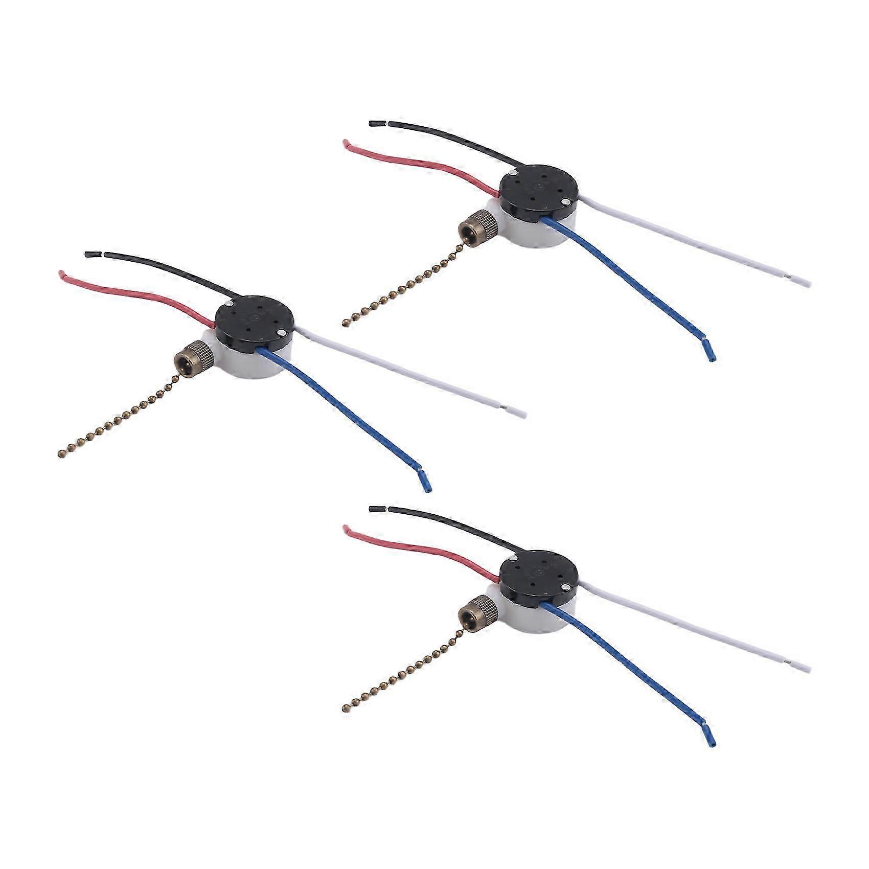 3 Pcs Ze-208S E89885 3 Speed 4 Wire Pull Chain Switch Ceiling Fan Light Switch Replacement Part,A