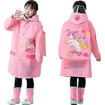 KATEA Kinder Regenmantel Anzug für Alter 6-13 Jahre Kinder Wasserdichter Cartoon Regenmantel mit Kapuze für Outdoor Camping Radfahren Rosa Groß