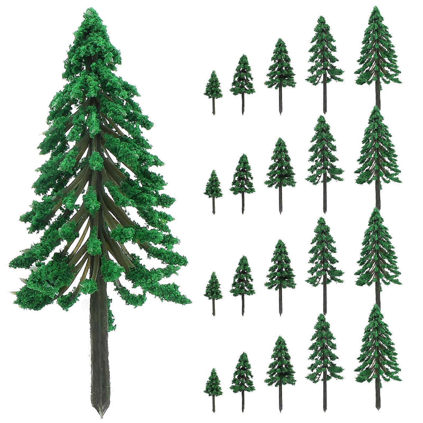 Miniature Scenic Tree Model for Decor 20Pcs Green Pine Tree Models