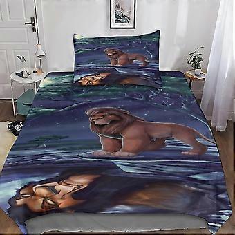 König der Löwen Bettwäsche-Set für Kinder Erwachsene, Bettbezug-Set für Jungen, Bettwäsche-Set mit Kissenbezug Einzel 135*200 CM