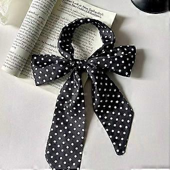 Long Ribbon Silk Scarf Elegant Self Knotted Scarf Dotted Narrow Wrap Scarf Women Dinner Party Hairband Fashion Accessory