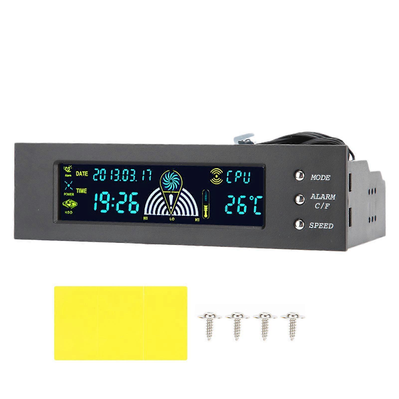 Computer 3?Fan Speed Controller CPU/HDD/SYS Temperature Control LCD Front Panel 5.25in STW?5023