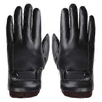 Winter Outdoor Faux Leather Warm Waterproof Full Finger Touch Screen Gloves compatible with Cycling Qinhai KAESI