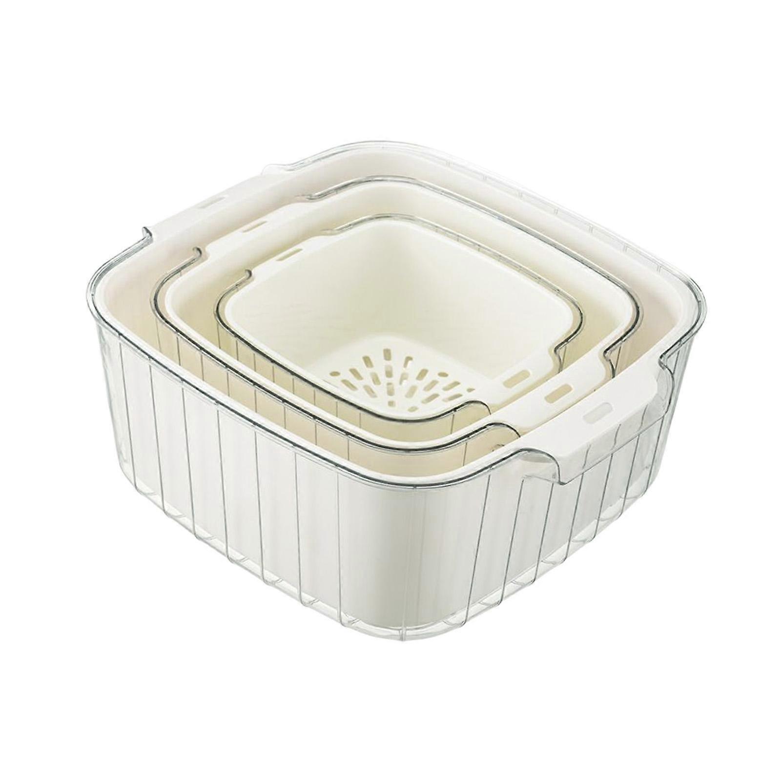 3 Set Stackable Drain Basin and Basket Kitchen Colander Set Sturdy Versatile