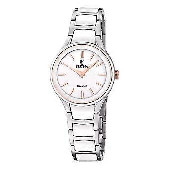 Festina Ladies Steel & White 30mm Ceramic Dress Watch F20752-1