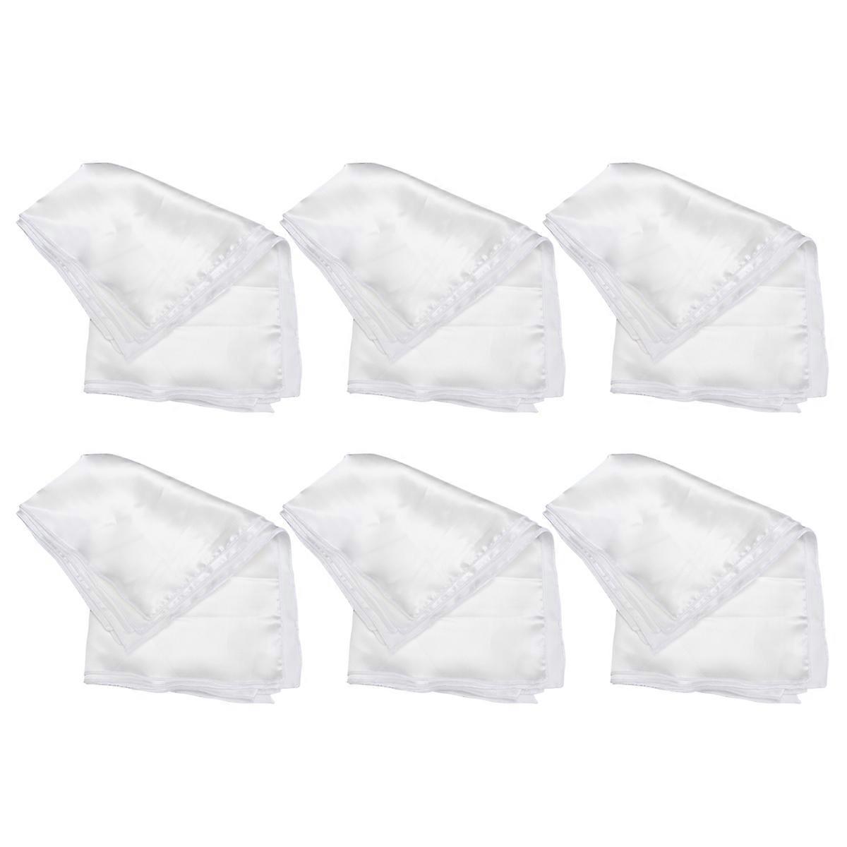 Solid Color Napkin Cloth Square for Hotel 18Pcs White Polyester Tableware Pad