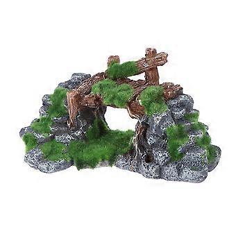Mountain Aquarium Decoration Fish Play Cave for Resin Moss Green Ornament