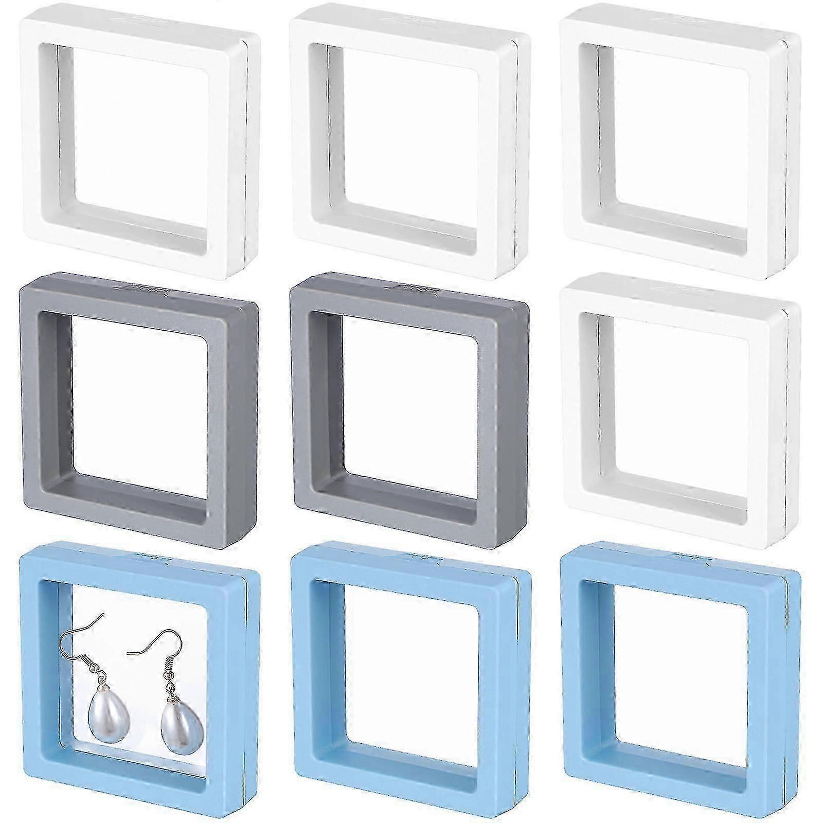 9pcs Transparent Floating Jewelry Display Case Stand