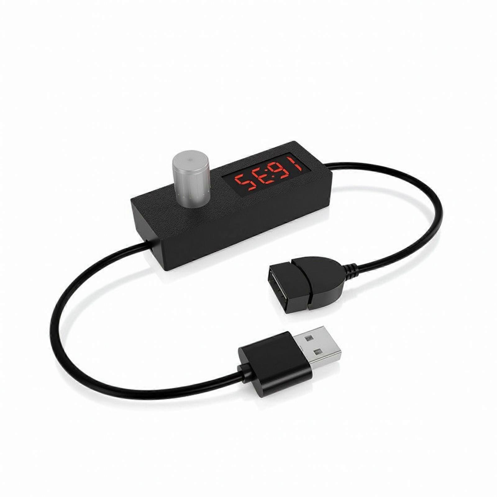 USB Countdown Timer Cable Smart USB Timer with Rotary Knob Automatic for Desktop