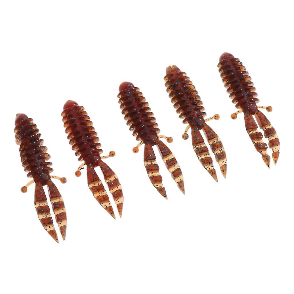 5 Pieces Bionic Soft Bubble Shrimp Artificial Fishing Baits Set Brown