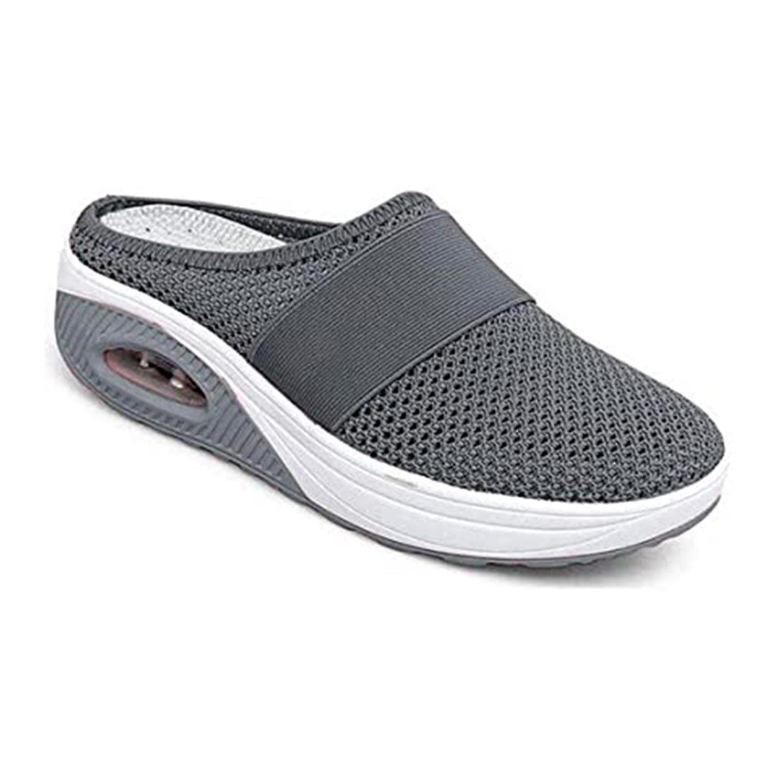 Women's Slip-on Walking Shoes With Air Cushion Shock-proof Mesh Upper Platform