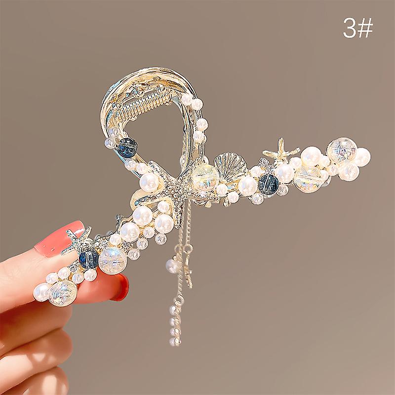 Perle Tassel Clip à cheveux Étoile de mer Épingle à cheveux Griffe de strass Shark Clip Bijoux