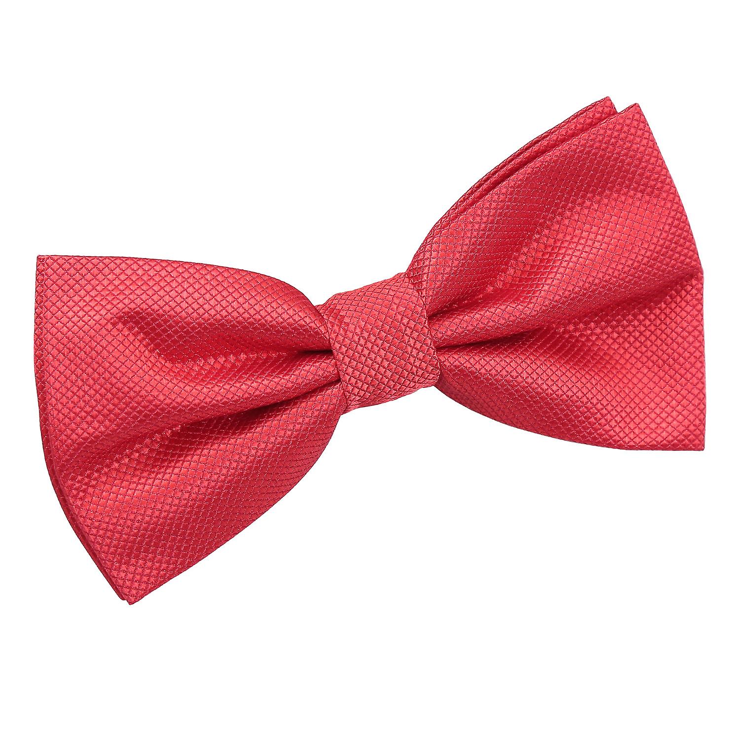 Red Solid Check Pre-Tied Bow Tie