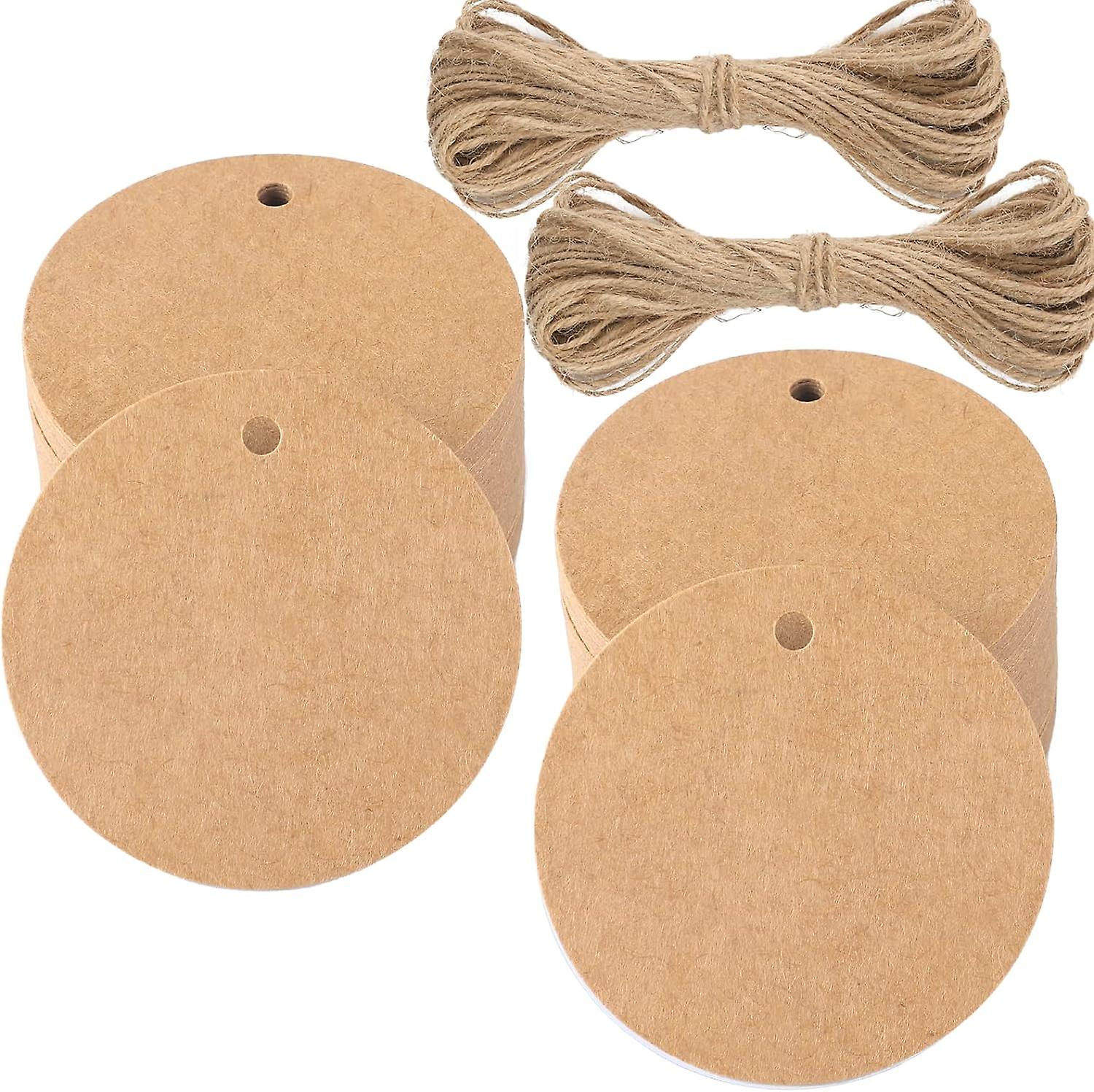 100PCS Kraft Paper Tags Gift Tag-5x5cm Round Tag Kraft Tags Wedding Tags with String for Christmas Birthday Communion (Brown)