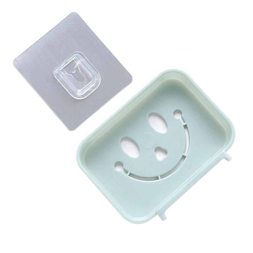 Plastic Soap Dish Holder Rack Adhesive Bathroom Wall Mounted Soap Organizer(Blue)