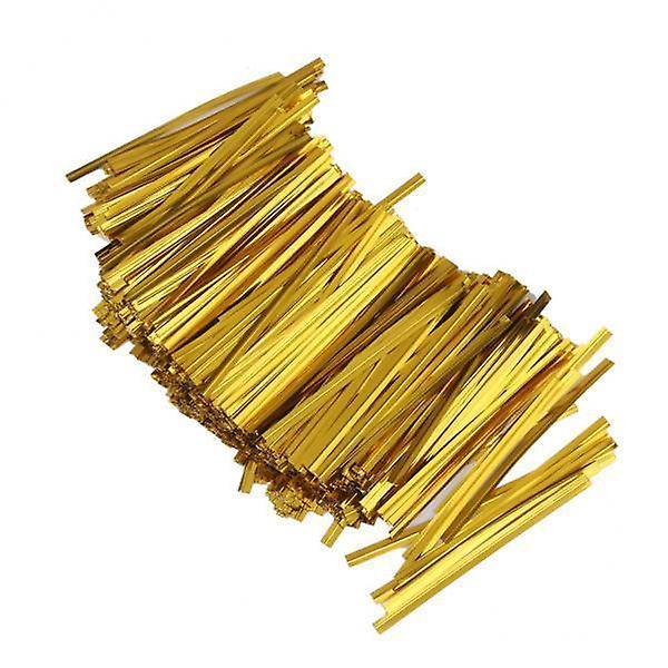 3xChic 800 Τεμ Μεταλλικές Γραβάτες Twist για Candy Lollipop Τούρτα Pop Cello Bag Gold