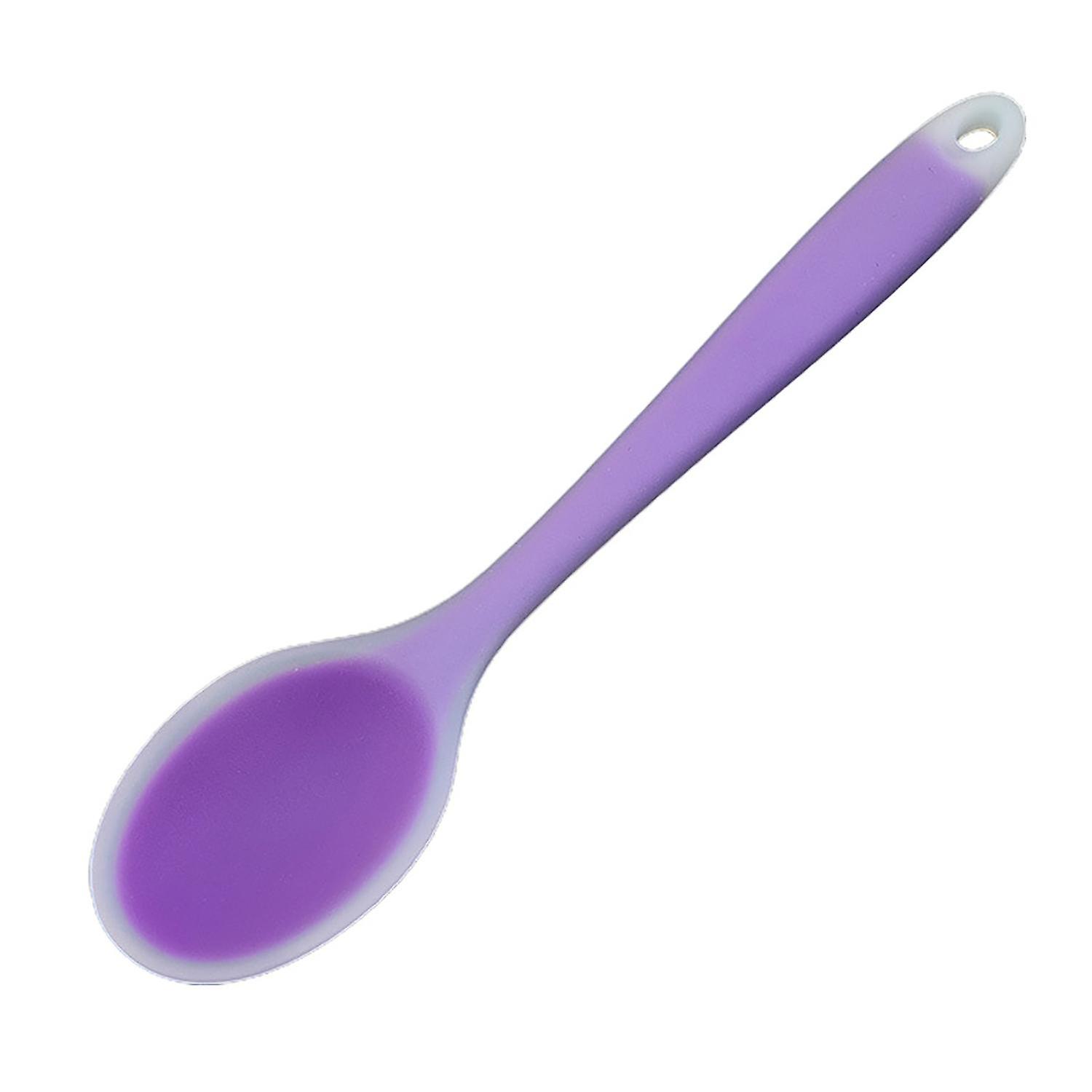 ZHOUBA Rice Spoon Solid Color Soft Silicone Non-stick Eating Tool Stable Smooth Edge Soup Spoon