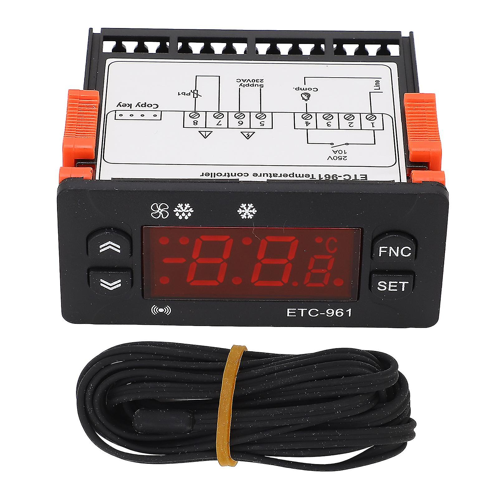 Freezer Temperature Controller Digital External Fahrenheit Celsius Switchable Refrigeration Defrosting Calibration Thermostat 230VAC