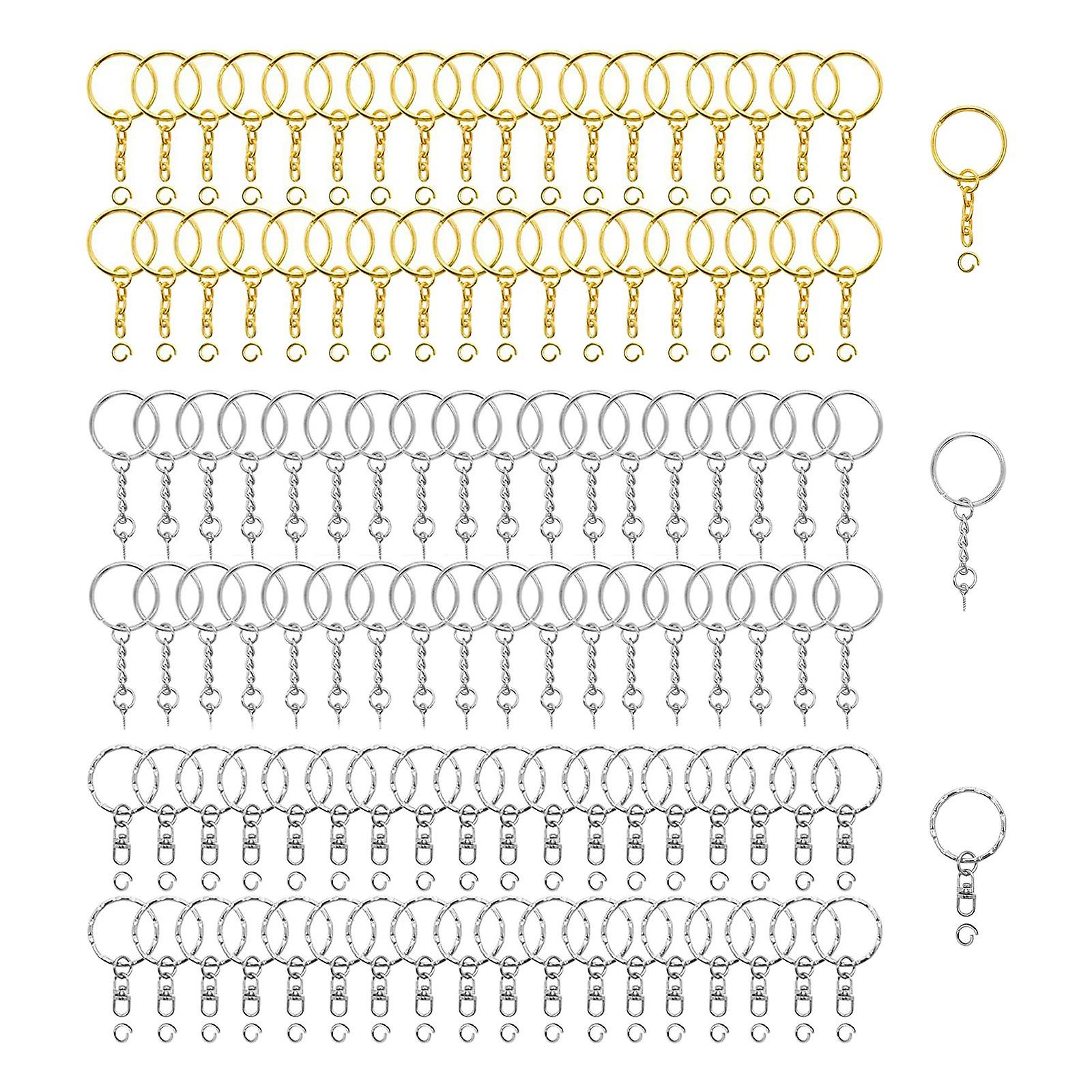 300 Pieces Key Chains Rings with Eye Screw Jump Ring Craft with Link Chain