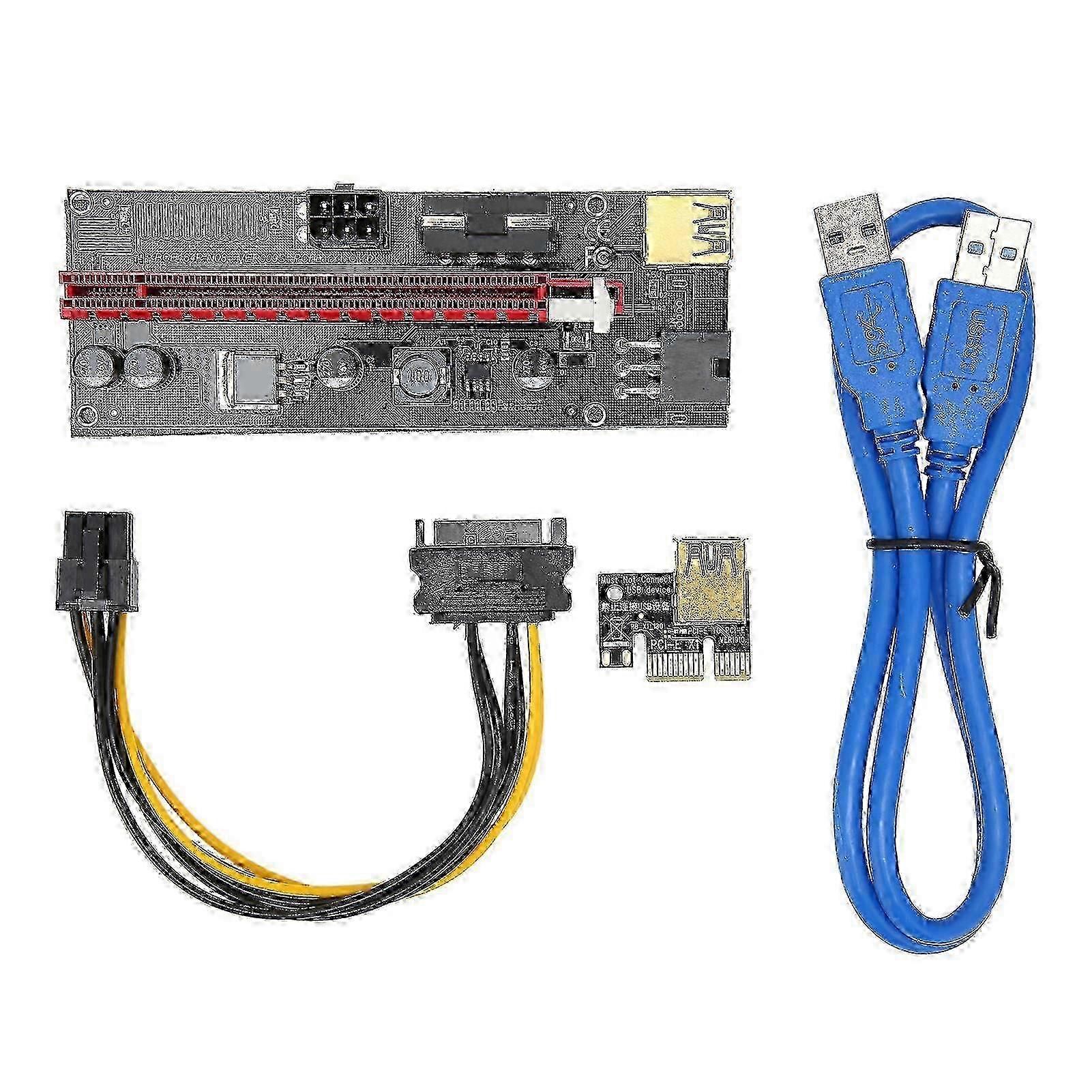 PCIE Riser 4 FP Capacitors 6P Interface Effective Protective Practical Adapter Card for Enhancing Power Supply