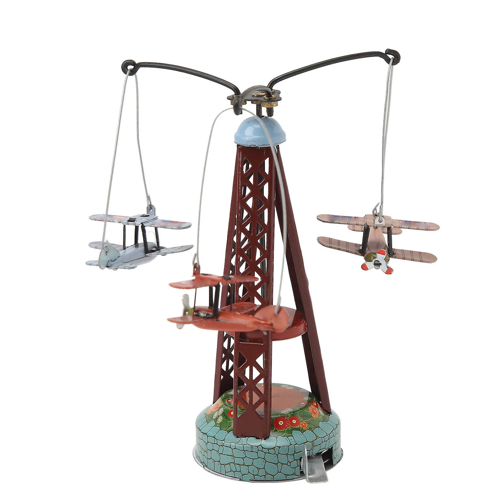 Tinplate Rotating Biplane, Nostalgic Toy, Rotating Airplane, Ornament