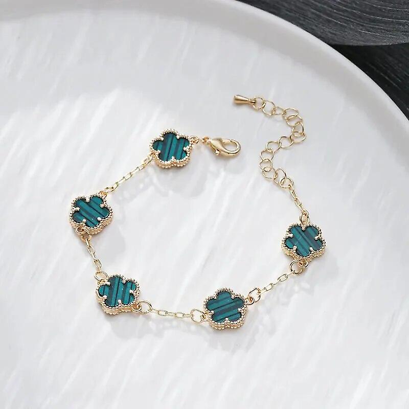 Trendy Five Leaf Flower Bracelet Copper Zircon For Woman On Party Wedding Fashion Cute Style With Colorful Adjustable Chain