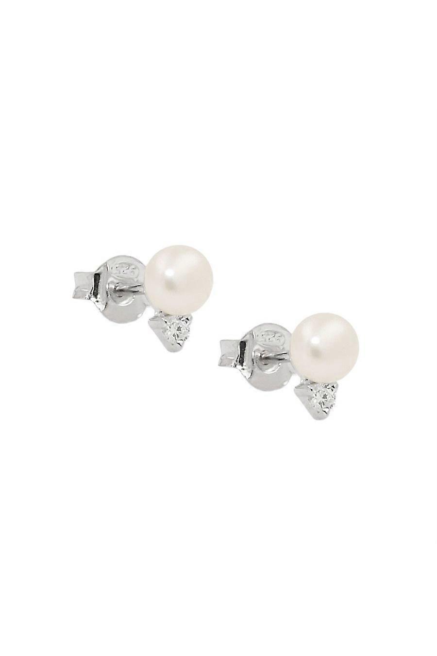 Earring Studs Pearl/zirconia Silver 925 - Gl93786