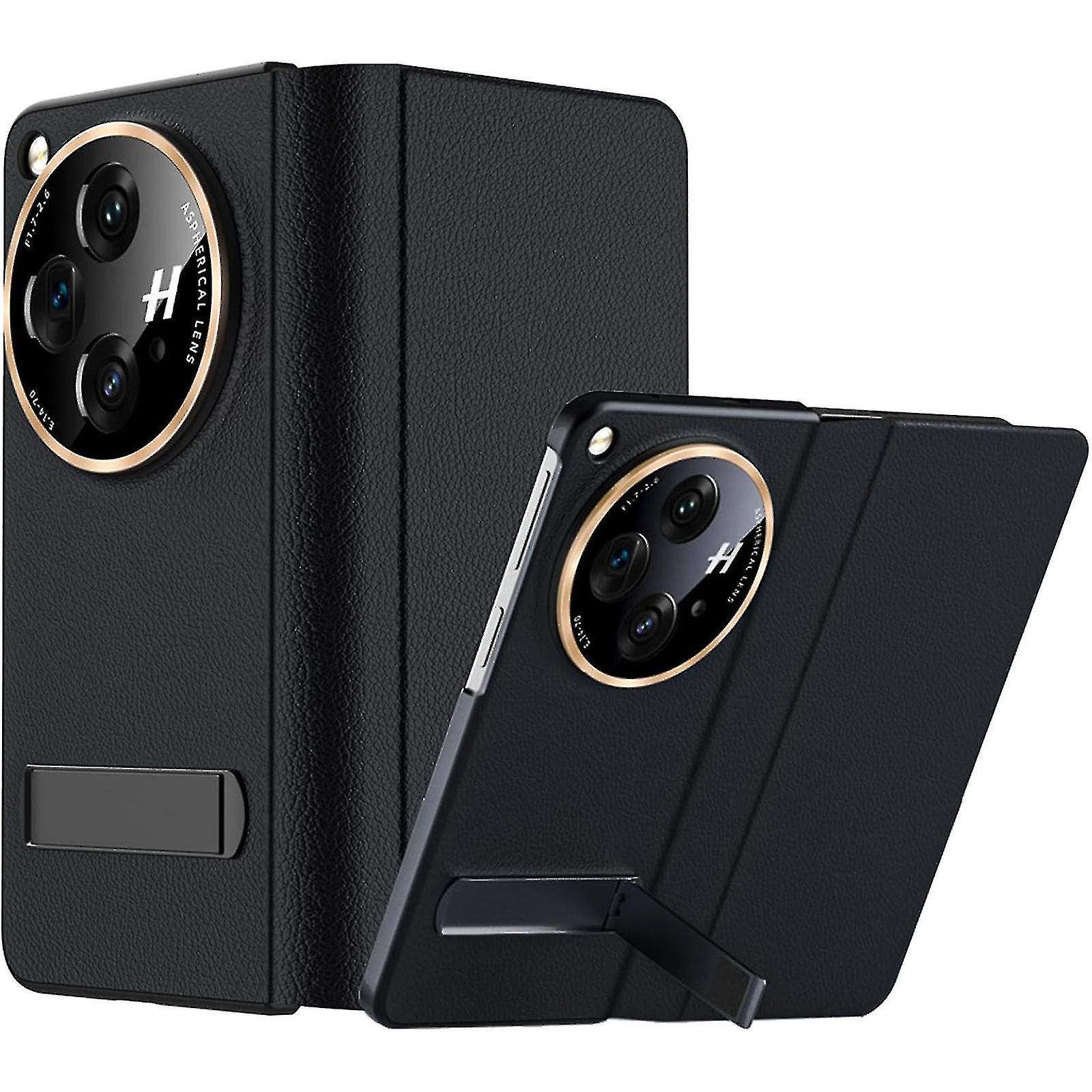 For Oneplus Open Case With Kickstand, Premium Classic Pu Leather For Oneplus Open Flip Cover, Magnetic Closure And Camera Protector Slim Hard Pc Back