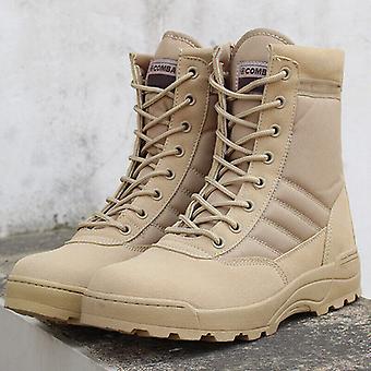Brown Men's Boots Tactical Military Combat Army Boots Outdoor Hiking Shoes JL-098