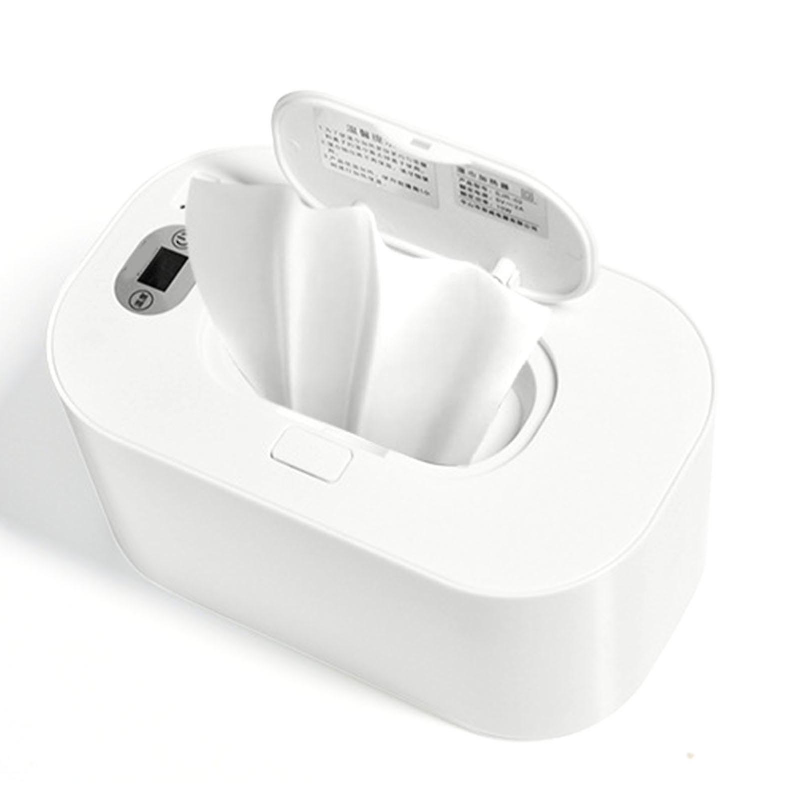 Baby Wipe Warmer with Temperature Adjustable, Top Heating and Lock Moisture, Large Capacity Wet Wipes Dispenser Heater - White