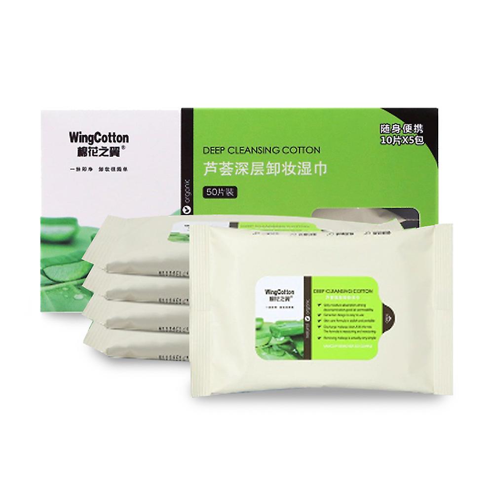 50Pcs\/Box Portable Safe Aloe Deep Cleansing Wet Tissue for Makeup Cleansing No Skin Irritation