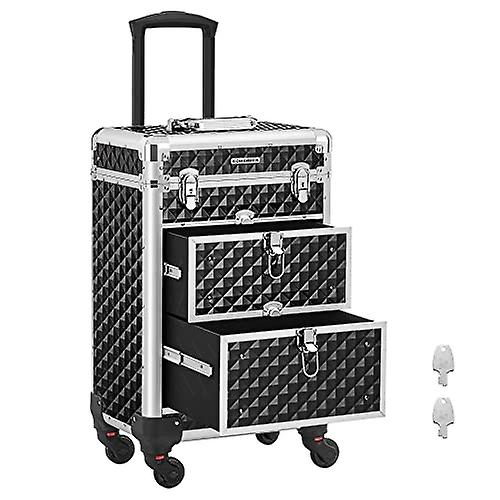 Portable Cosmetic Trolley with 3 Compartments, Drawers and Locks