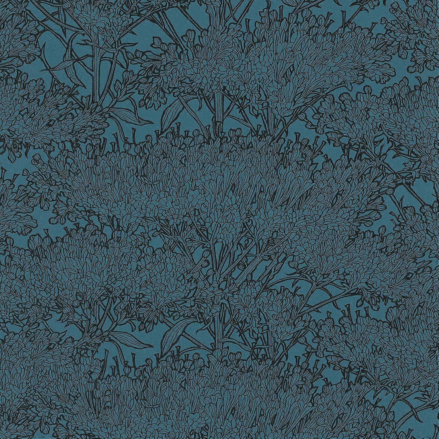 Nature non-woven wallpaper wall Profhome 369726-GU slightly textured with graphical pattern matt blue black