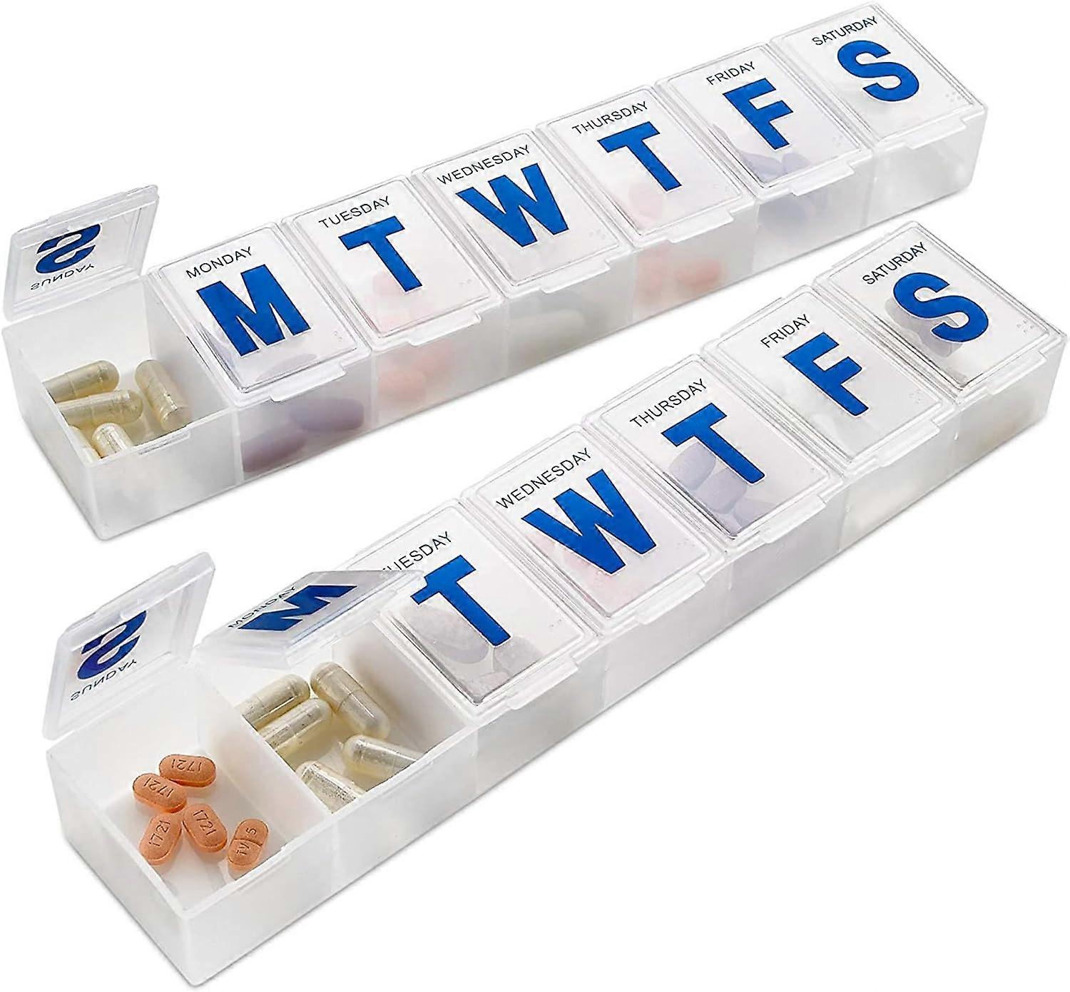 Weekly Pill Organizer, Extra Large 7 Day Pill Planner, 2 packs