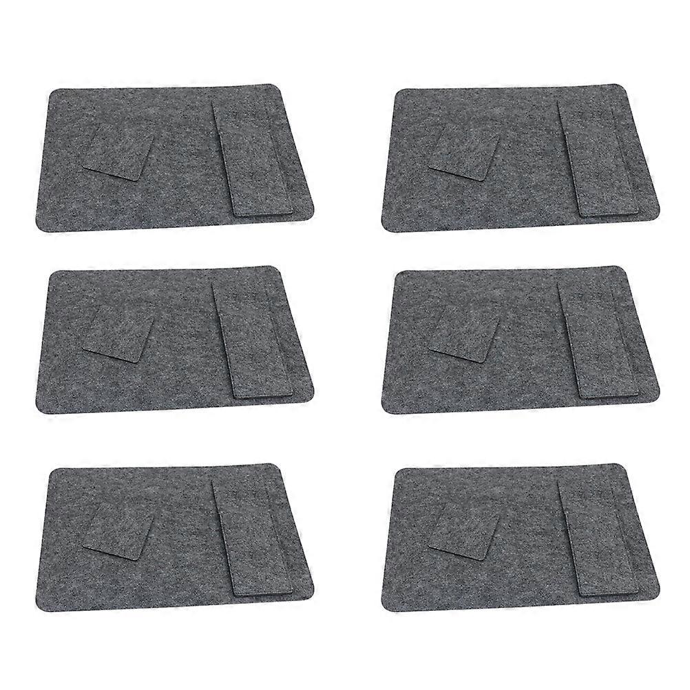 6 Sets Felt Table Mats Placemat Coaster and Fork Bag Kit Heat-resistant Dining Mat (Grey, 3pcs/Set)