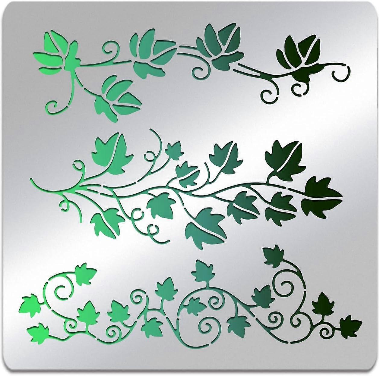 Leaf Pattern Stainless Steel Reusable Drawing Stencil 6x6inch Journal Template Stencil
