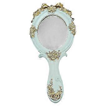 Vintage Specchio a mano Principessa Cosmetico Specchio compatto per il trucco specchio per la casa Viaggi Salone di bellezza Forniture verde