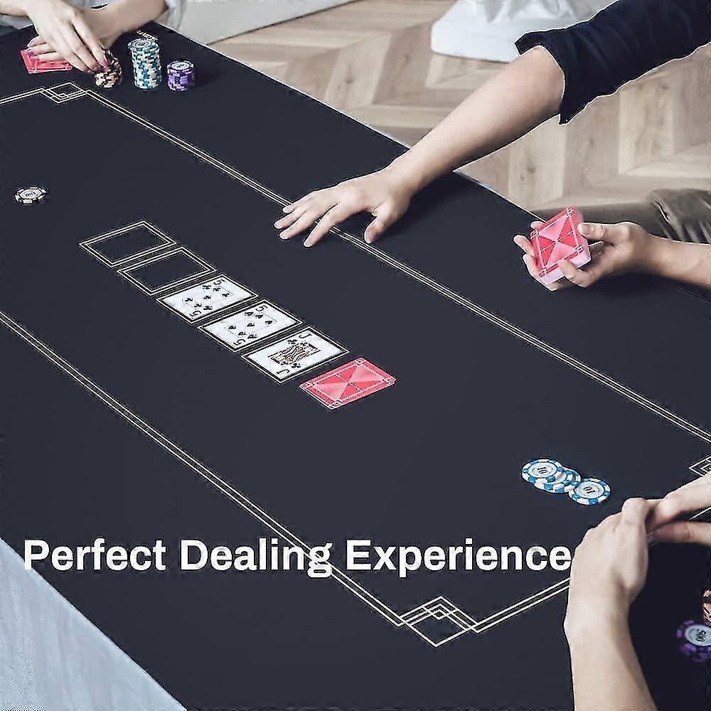 Texas Hold'em Πόκερ Mat | Φορητή επιφάνεια τραπεζιού πόκερ, μαύρο και χρυσό σαμπάνιας, 70 x 35 ιντσών, νερό re