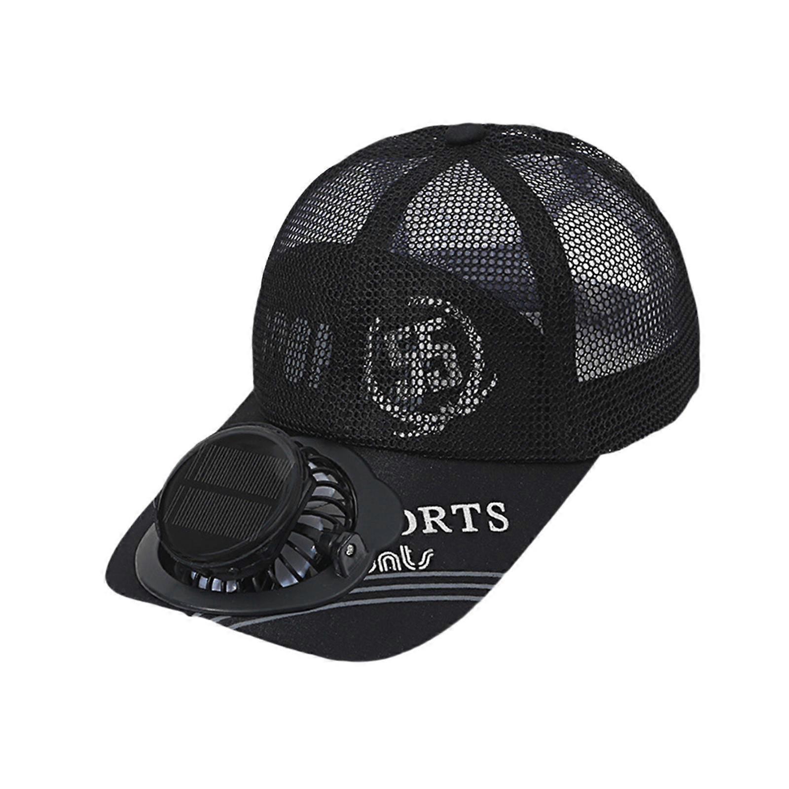 Sun Visor Hat with Fan Solar or USB Charging for Running Camping Backpacking Black
