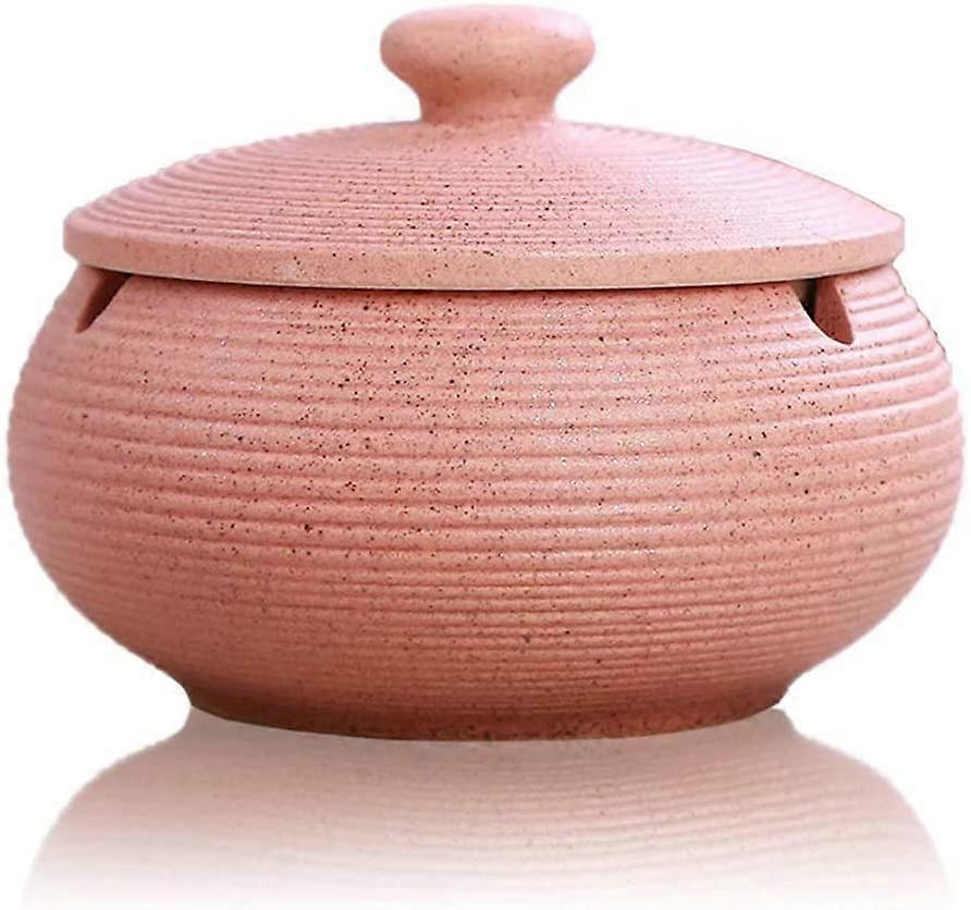 Ceramic Ashtray with Lids - Windproof Ash Holder for Indoor/Outdoor Use
