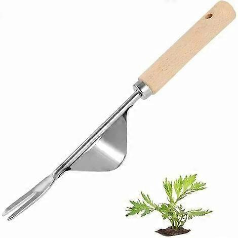 Weeder - desmalezadora de acero inoxidable (mango de madera)