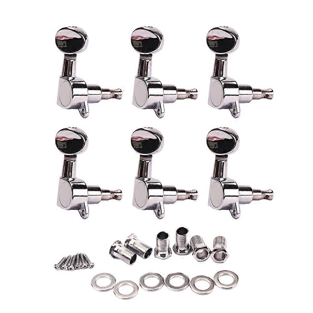 GC206E New 6 In Line Vintage Style Guitar Machine Heads 6R Tuning Pegs (Silver)