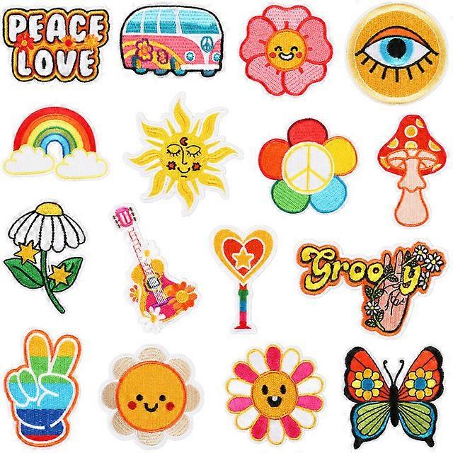 16PCS Art Embroidered Applique Patches Iron On Patches Cute Funny Patches for Jackets, Hats, Backpacks, JeansClothings