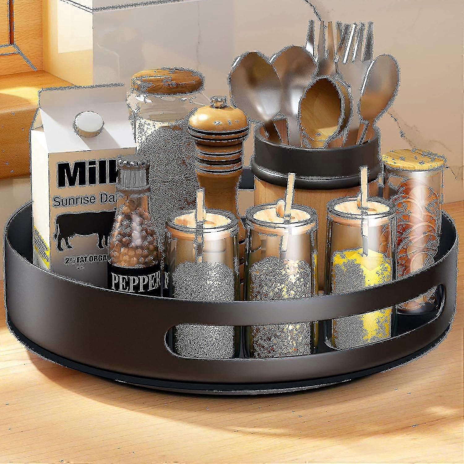 Rotating Metal Spice Rack, Used For Cabinets, Counters, Closets, Kitchen Or Pantry Tables