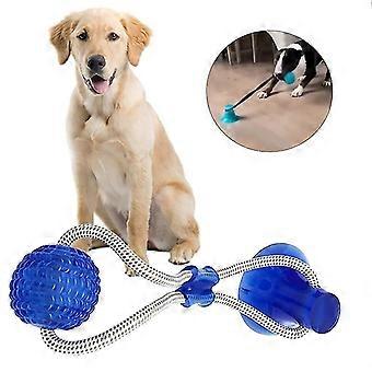 Haustierspielzeug, interaktives Hundespielzeug mit Saugnapf, Hunde-Schiebespielzeug, für Backenzähne, Zahnreinigung, sichere Elastizität, Kauball aus Gummi, Leckerli, Welpenspielzeug
