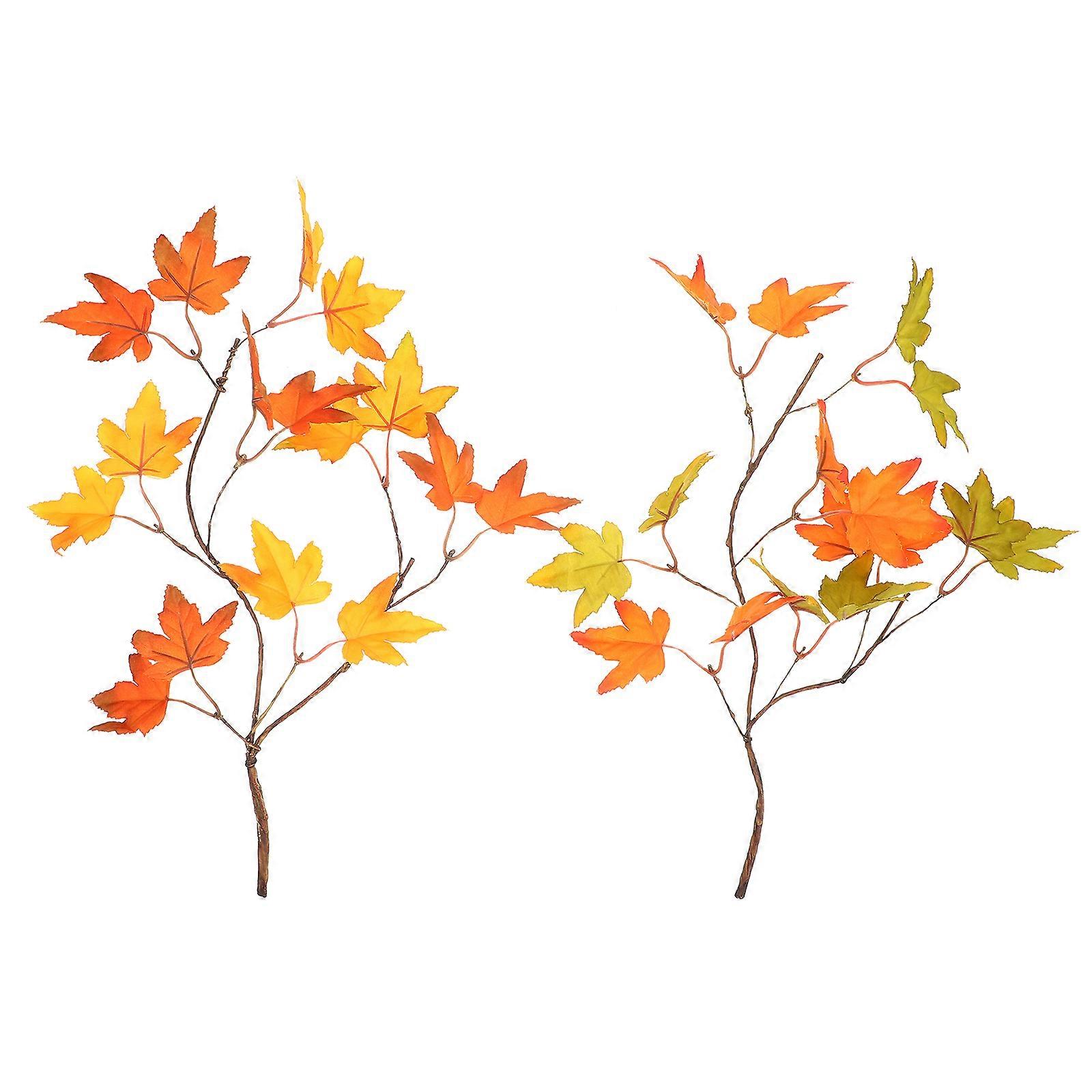 2pcs Home Decoration Simulation Maple Leaf Flower Arrangements Fake Maple Leaf Decor