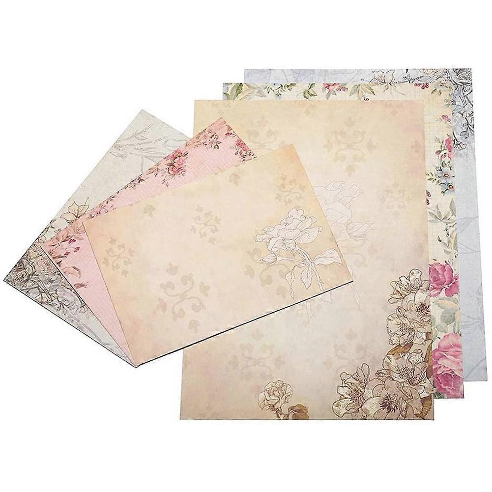 30Pcs Vintage Stationery Floral Writting Paper Matching Envelopes Sets for Handwriting Letters, Ass