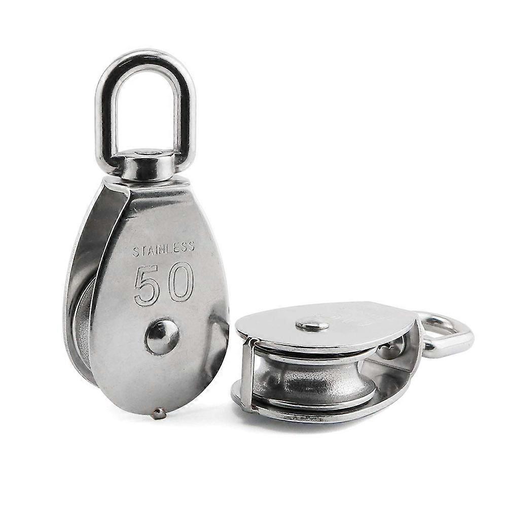 M50 Single Pulley Block Stainless Steel Heavy Single Wheel Swivel Rigging Lifting Wheel Fixed Pulley for Wire Rope Loading