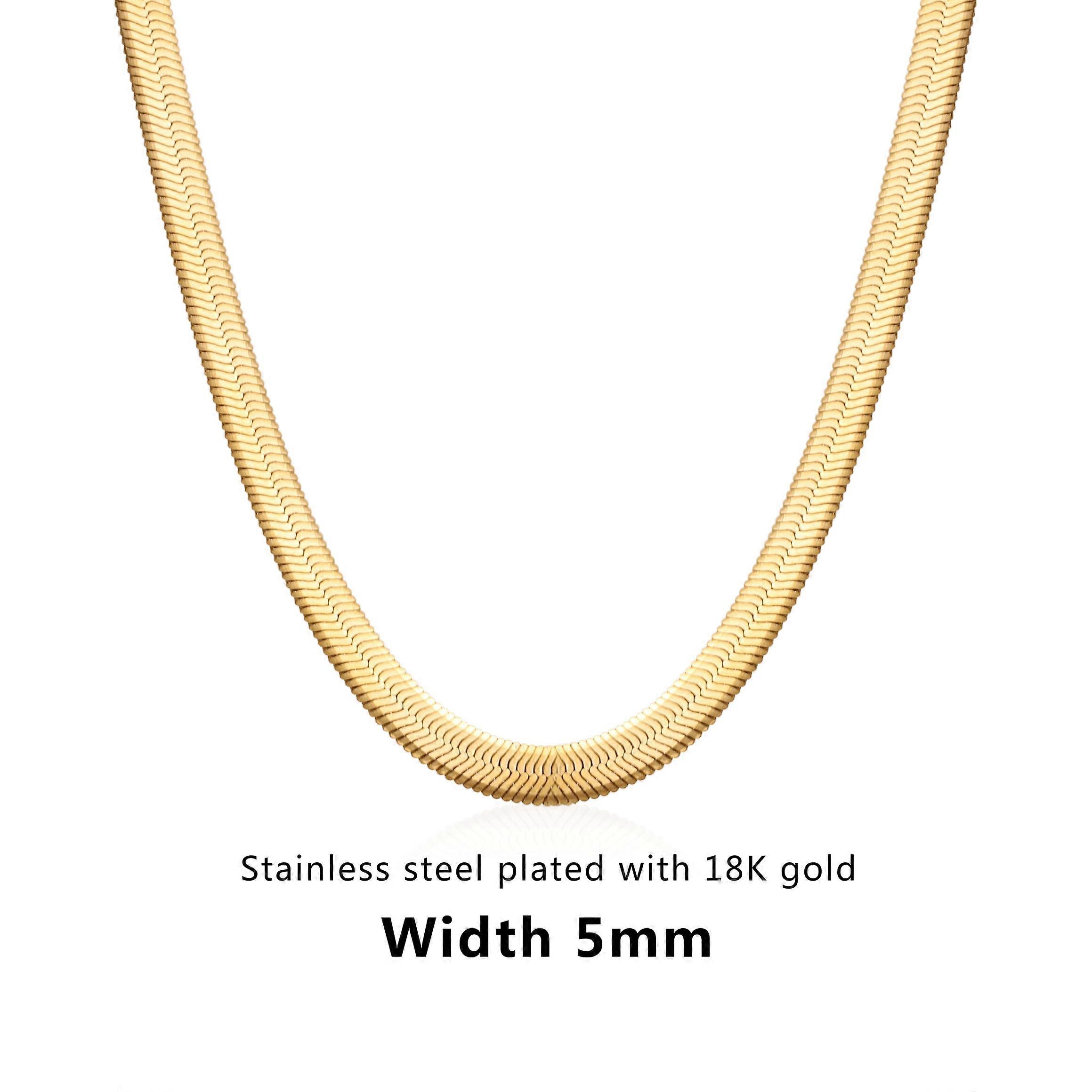 الفولاذ المقاوم للصدأ مطلي 18K الذهب الكوبي سلسلة مسطحة قلادة 2345mm بليد قلادة ثعبان العظام سلسلة الرجال والنساء مجوهرات الهدايا