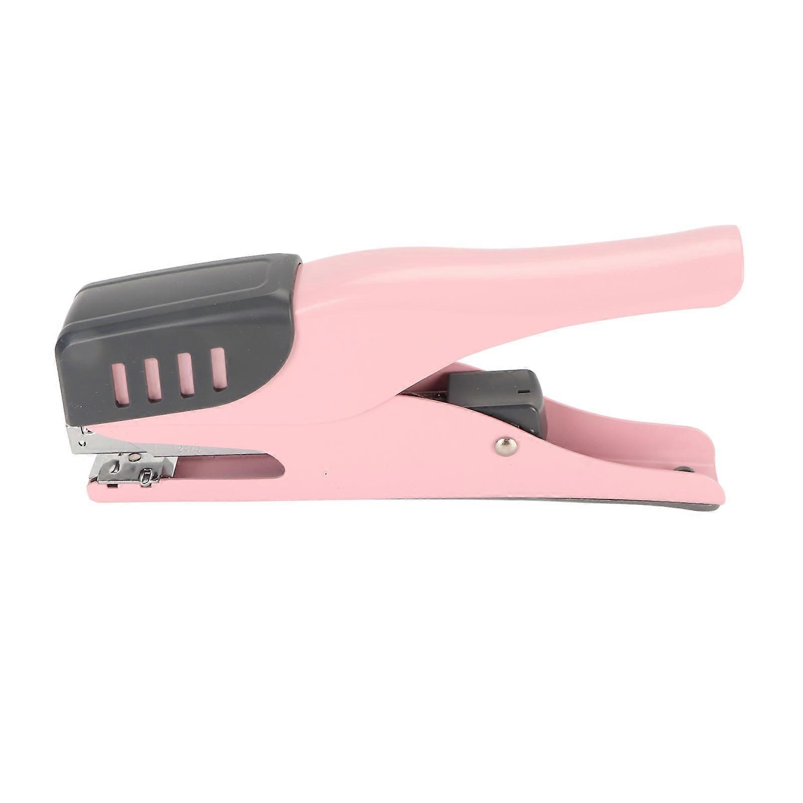 Office Stapler Ergonomic 20 Sheet Capacity Effortless Desktop Stapler Metal Stapler with Skid Resistance Pad for Student Pink